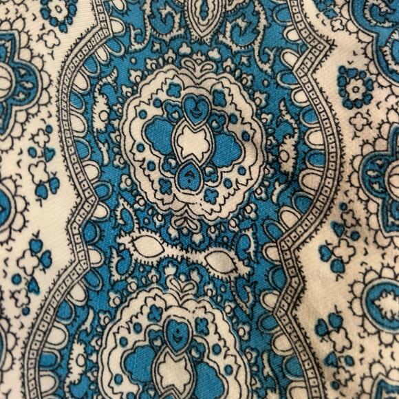 Feather Bone Blue White Wide Leg Pants Womens Sz 6 Paisley Boho Maximalist Loose - Picture 13 of 16
